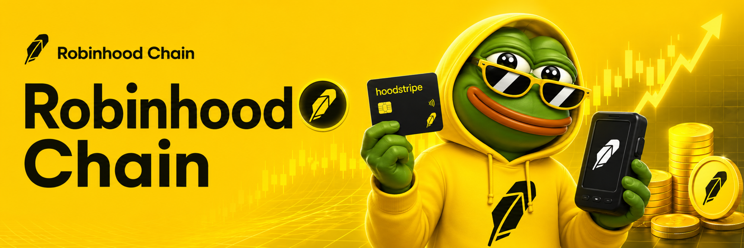 Robinhood Chain yellow meme finance banner